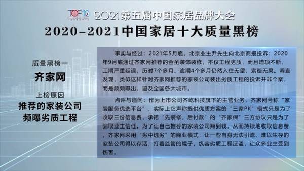 2020-2021中国家居十大质量黑榜