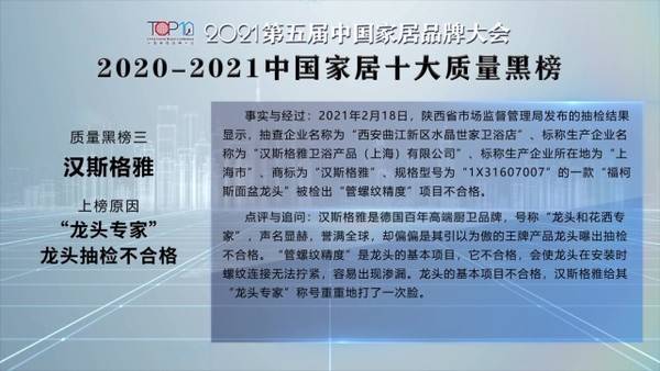 2020-2021中国家居十大质量黑榜