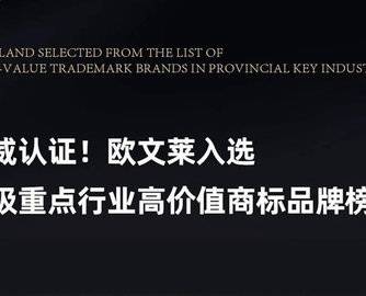 权威认证！欧文莱获评“广东省陶瓷行业百强高价值商标品牌”