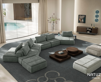 Natuzzi发布Amama模块化沙发：重构空间对称与家庭社交
