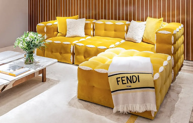撞色模块沙发、分层床头设计！Fun Fendi系列用俏皮感打破顶奢严肃